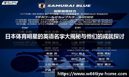 日本体育明星的英语名字大揭秘与他们的成就探讨